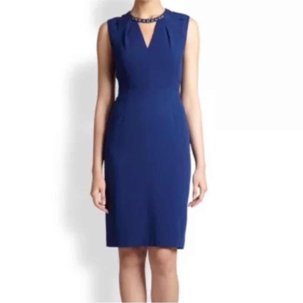 BCBG Y2K Sleeveless Dress Zipper Back Closure Lined Sz 4 Blue EUC